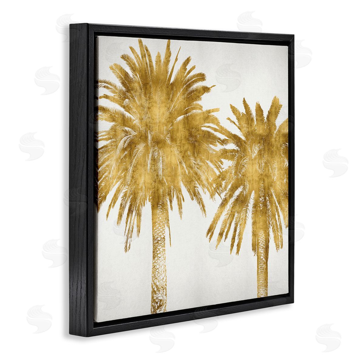 Kate Bennett Summer Glam Palm Trees Over Off-White Black Floater Frame Canvas Art