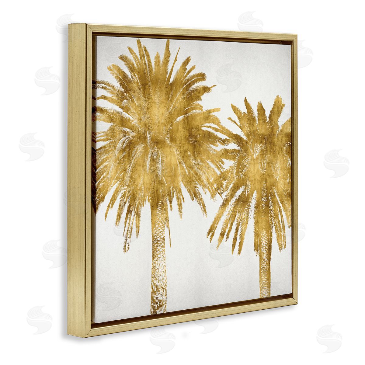 Kate Bennett Summer Glam Palm Trees Over Off-White Gold Floater Frame Canvas Art