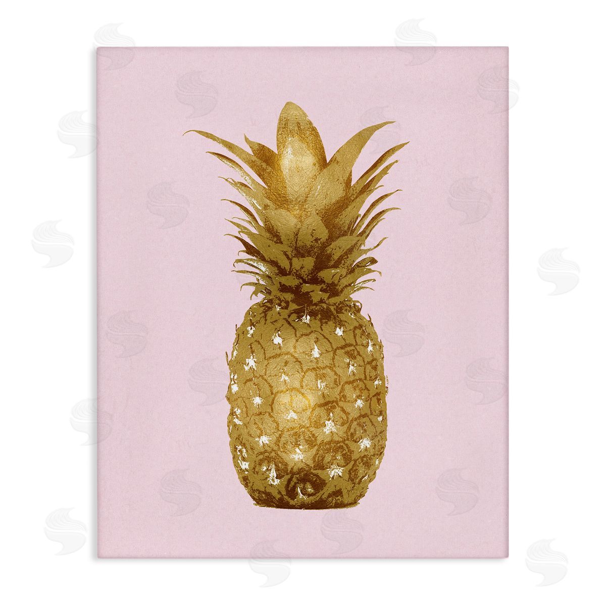 Kate Bennett Golden Glam Pineapple Fruit Over Pink Canvas Wall Art