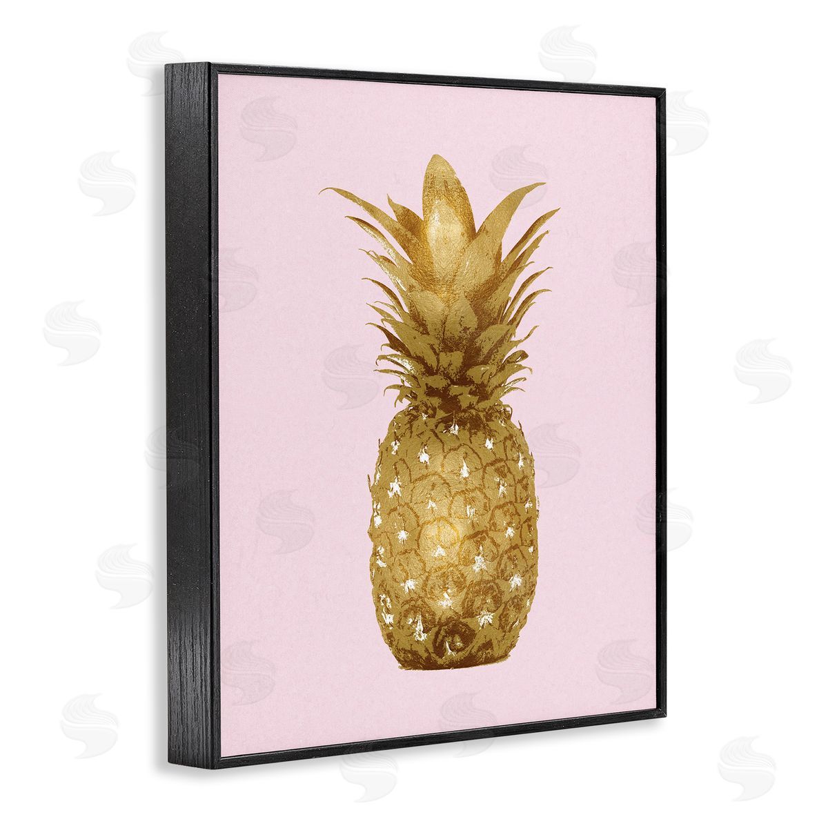 Kate Bennett Golden Glam Pineapple Fruit Over Pink Black Framed Giclee Wall Art