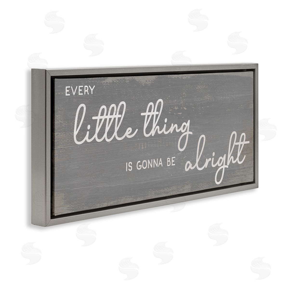 Stupell Studio Charming Every Little Thing Phrase Distressed Grey Gray Floater Frame Canvas Art