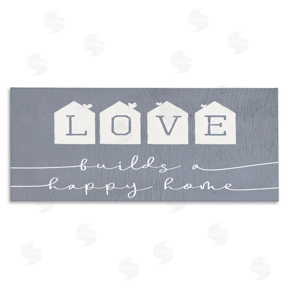 Stupell Studio Love Builds a Happy Home Phrase Blue Neighborhood Canvas Wall Art