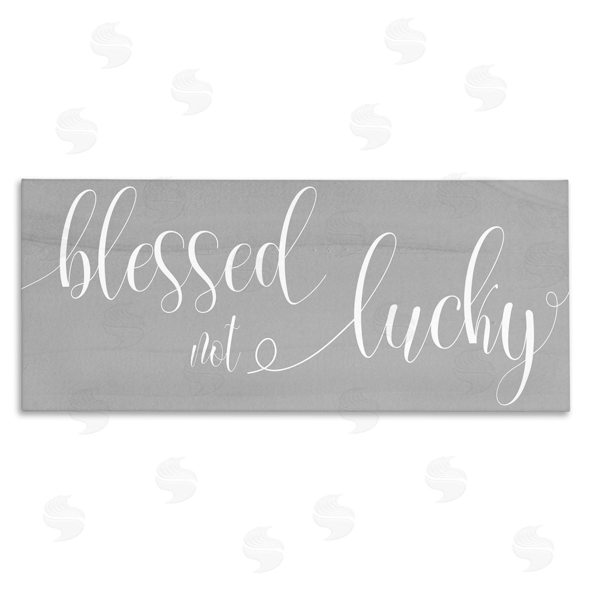 Stupell Studio Blessed Not Lucky Charming Cursive Text over Grey Canvas Wall Art