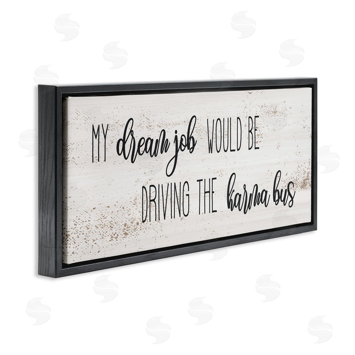 Stupell Studio Dream Job Driving Karma Bus Whimsical Cursive Script Black Floater Frame Canvas Art