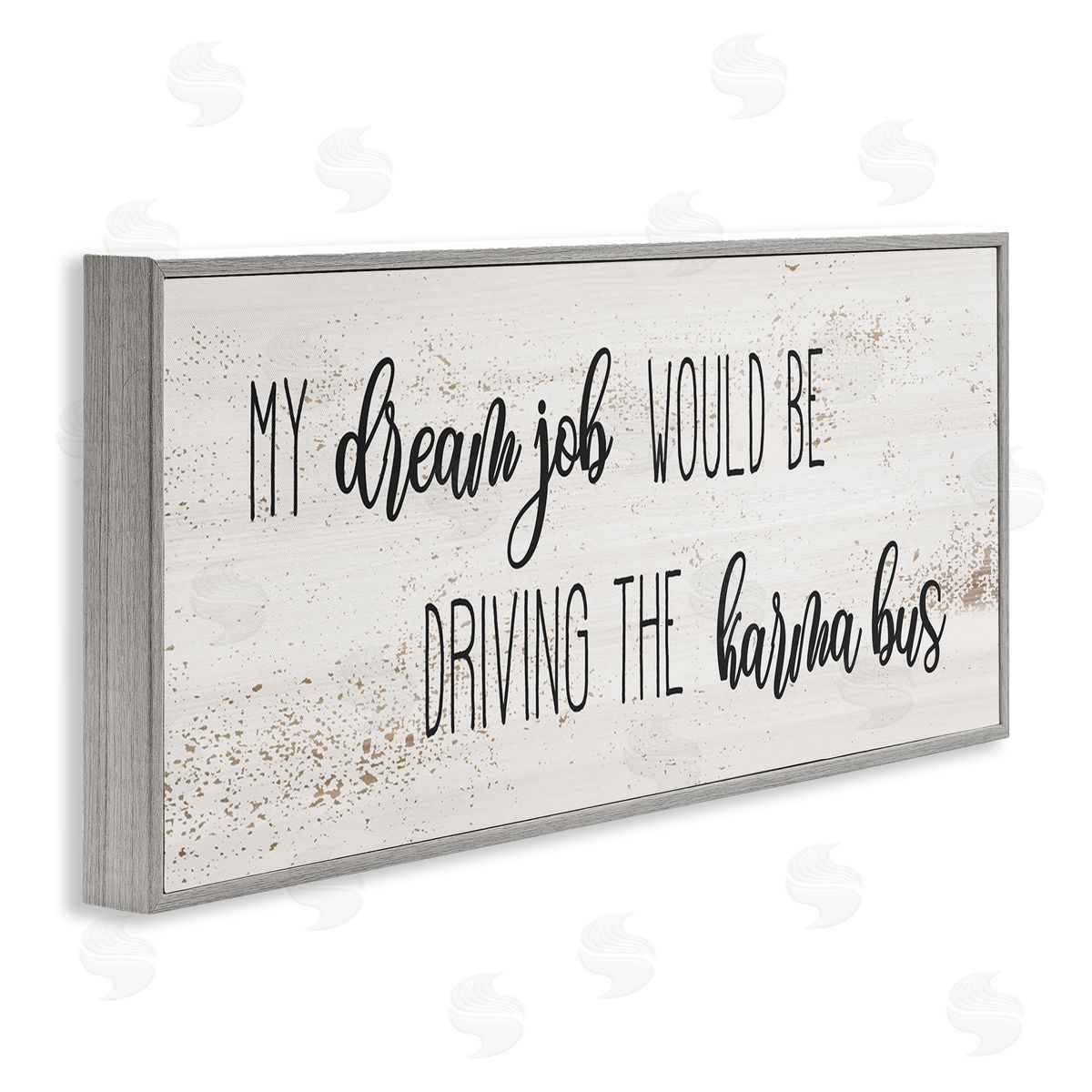 Stupell Studio Dream Job Driving Karma Bus Whimsical Cursive Script Gray Framed Giclee Wall Art