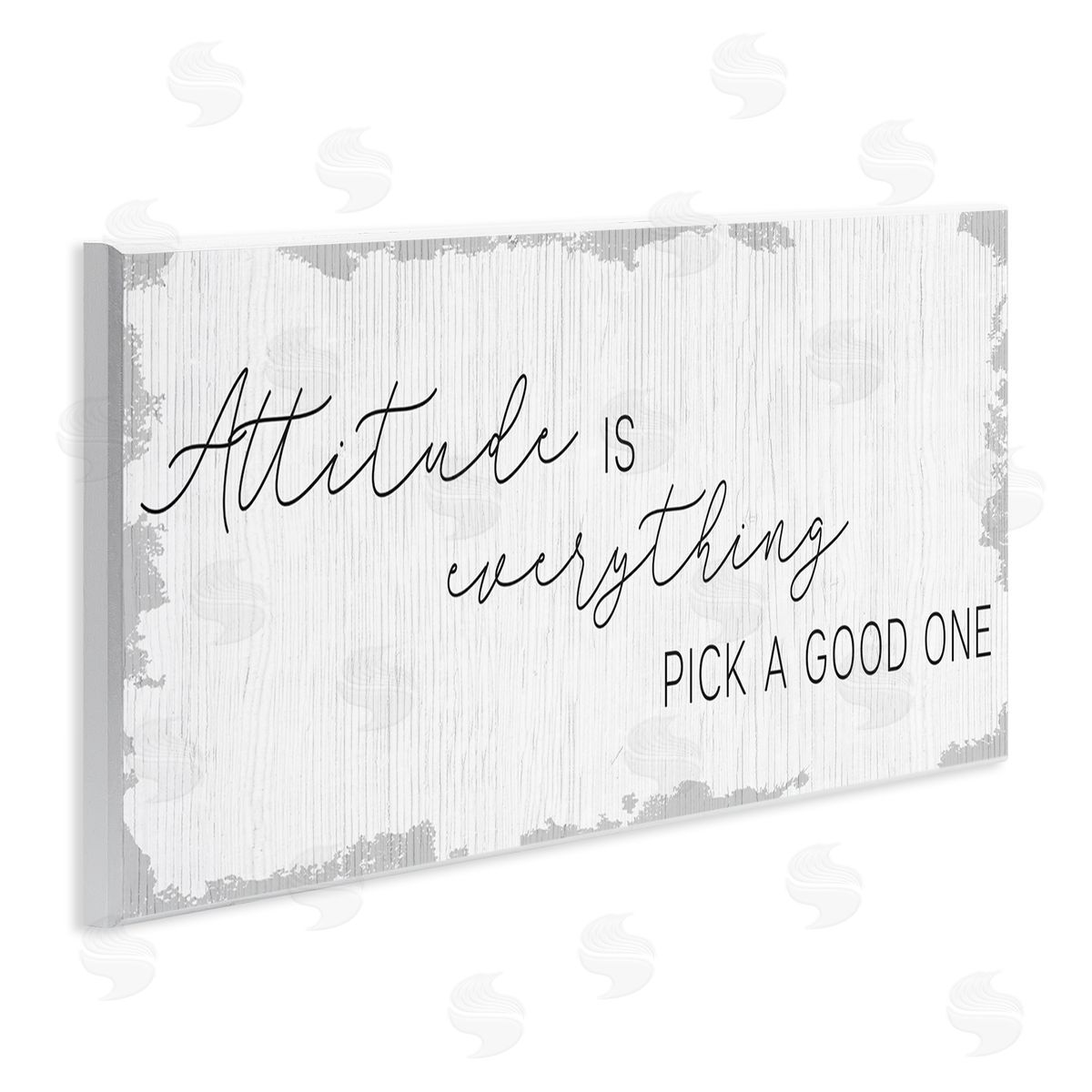 Stupell Studio Attitude Is Everything Distressed Plank Look Black White Wall Plaque Art