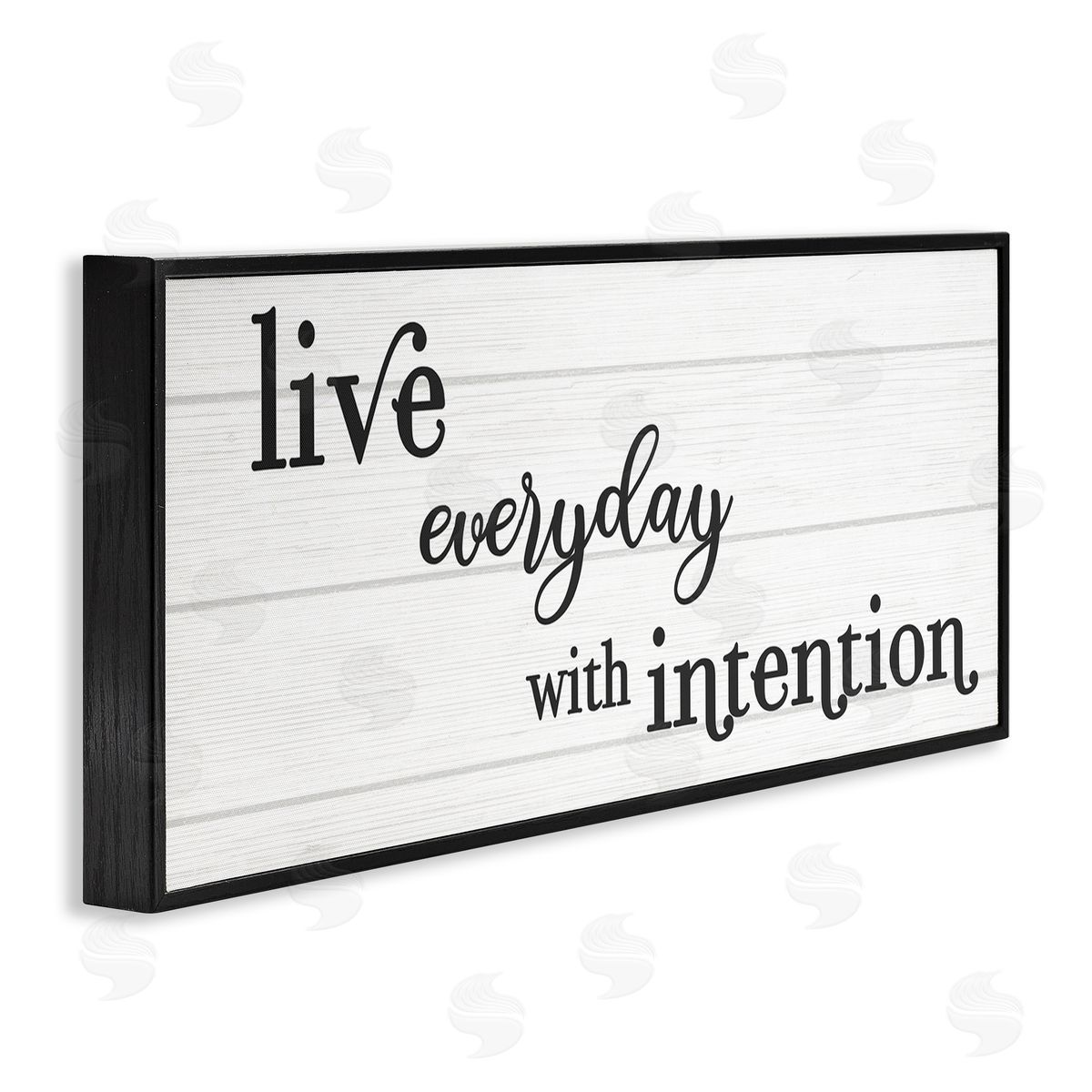 Stupell Studio Everyday with Intention Phrase Minimal Black White Text Black Framed Giclee Wall Art
