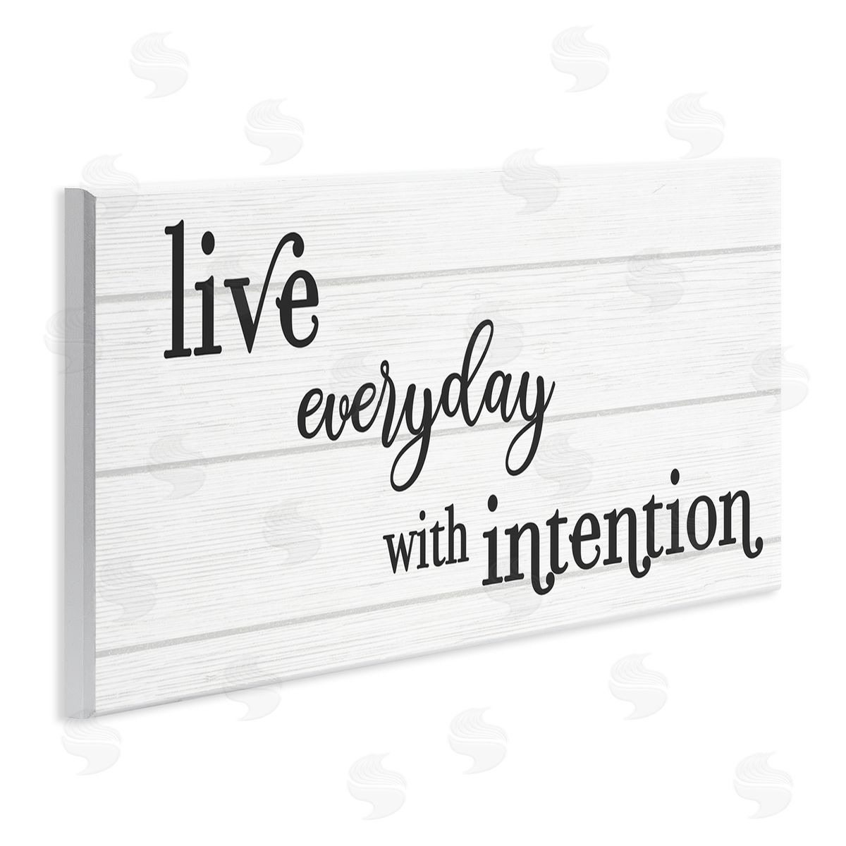 Stupell Studio Everyday with Intention Phrase Minimal Black White Text Wall Plaque Art