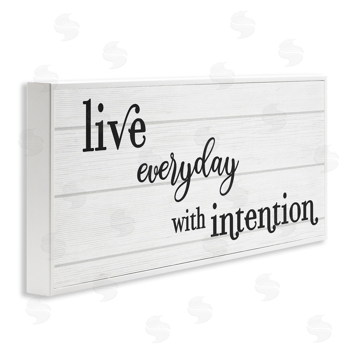 Stupell Studio Everyday with Intention Phrase Minimal Black White Text White Framed Giclee Wall Art