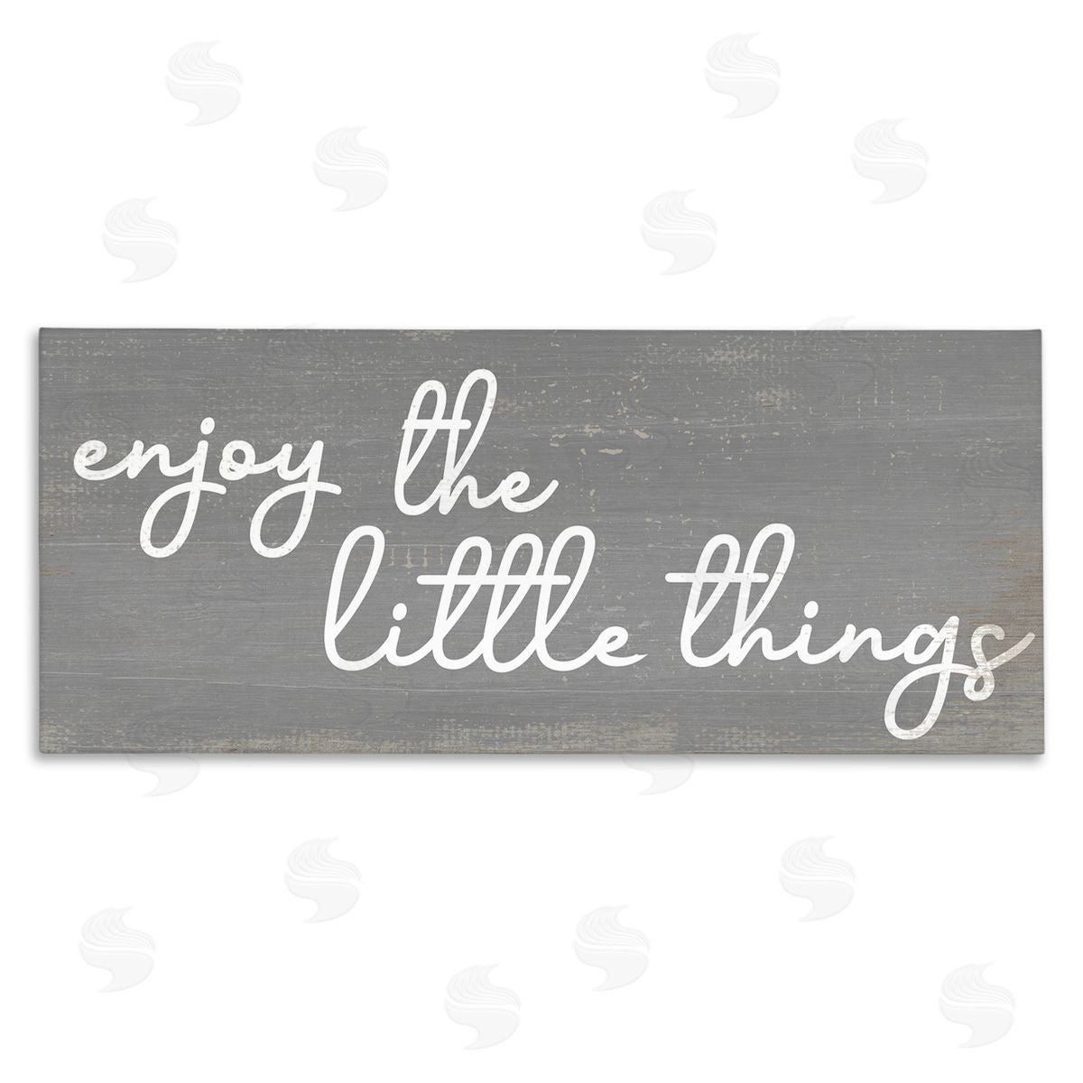 Stupell Studio Enjoy the Little Things Phrase Cursive Grey White Canvas Wall Art