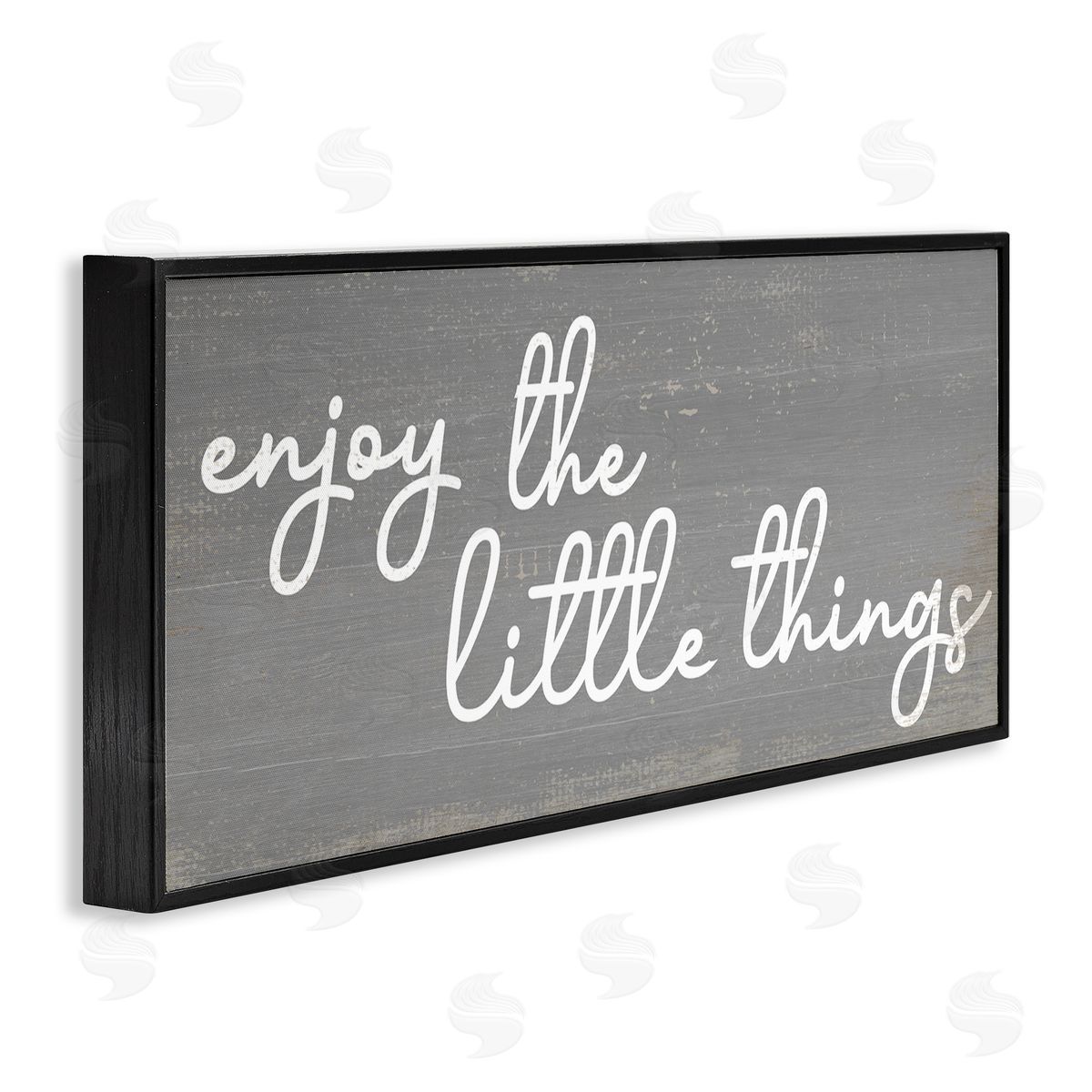 Stupell Studio Enjoy the Little Things Phrase Cursive Grey White Black Framed Giclee Wall Art