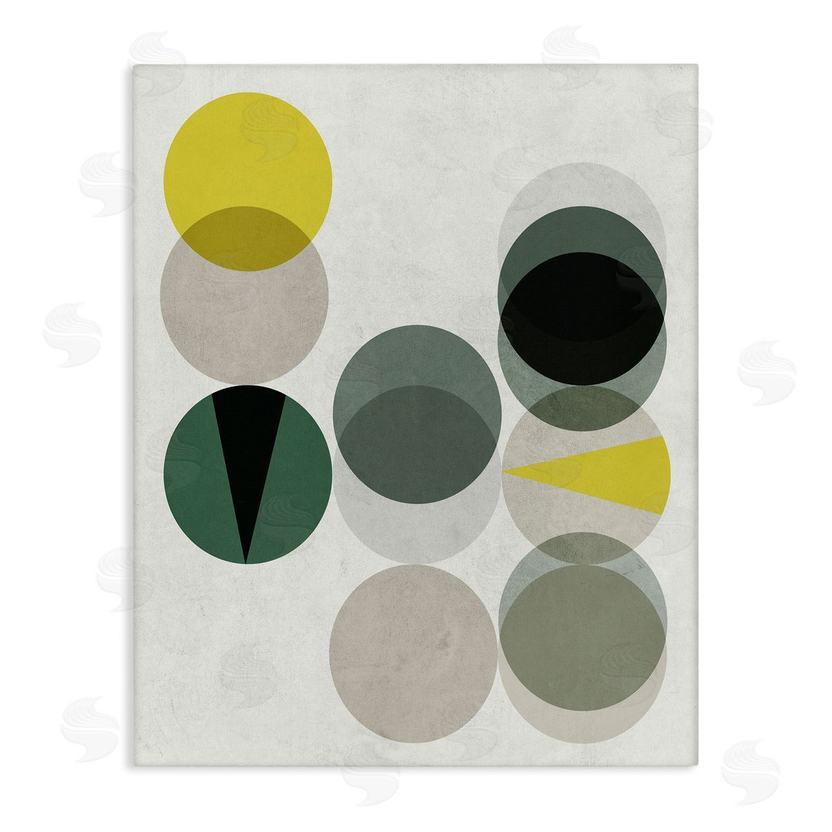 Stupell Studio Earth Tone Layered Circular Shapes Green Grey Canvas Wall Art