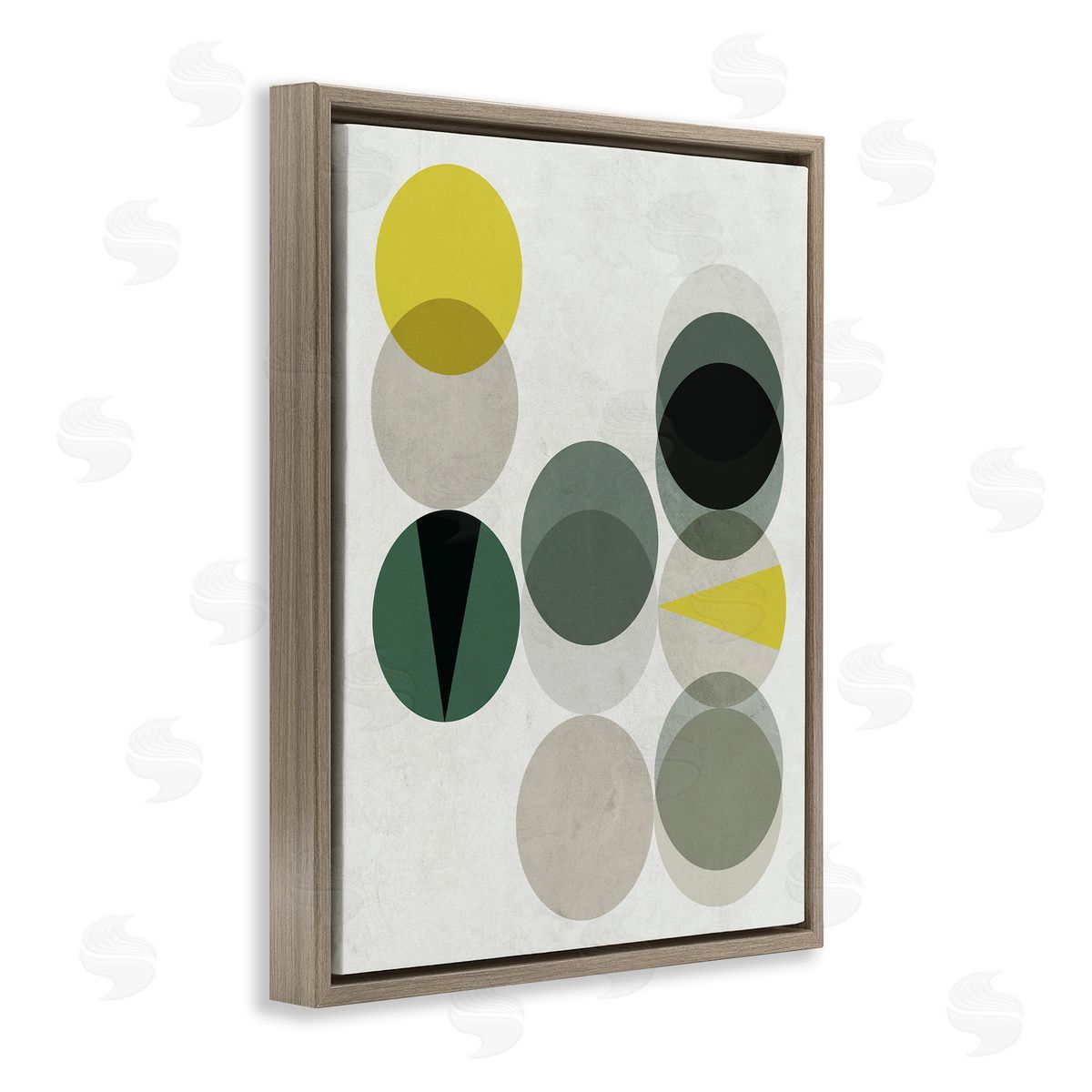 Stupell Studio Earth Tone Layered Circular Shapes Green Grey Brown Floater Frame Canvas Art