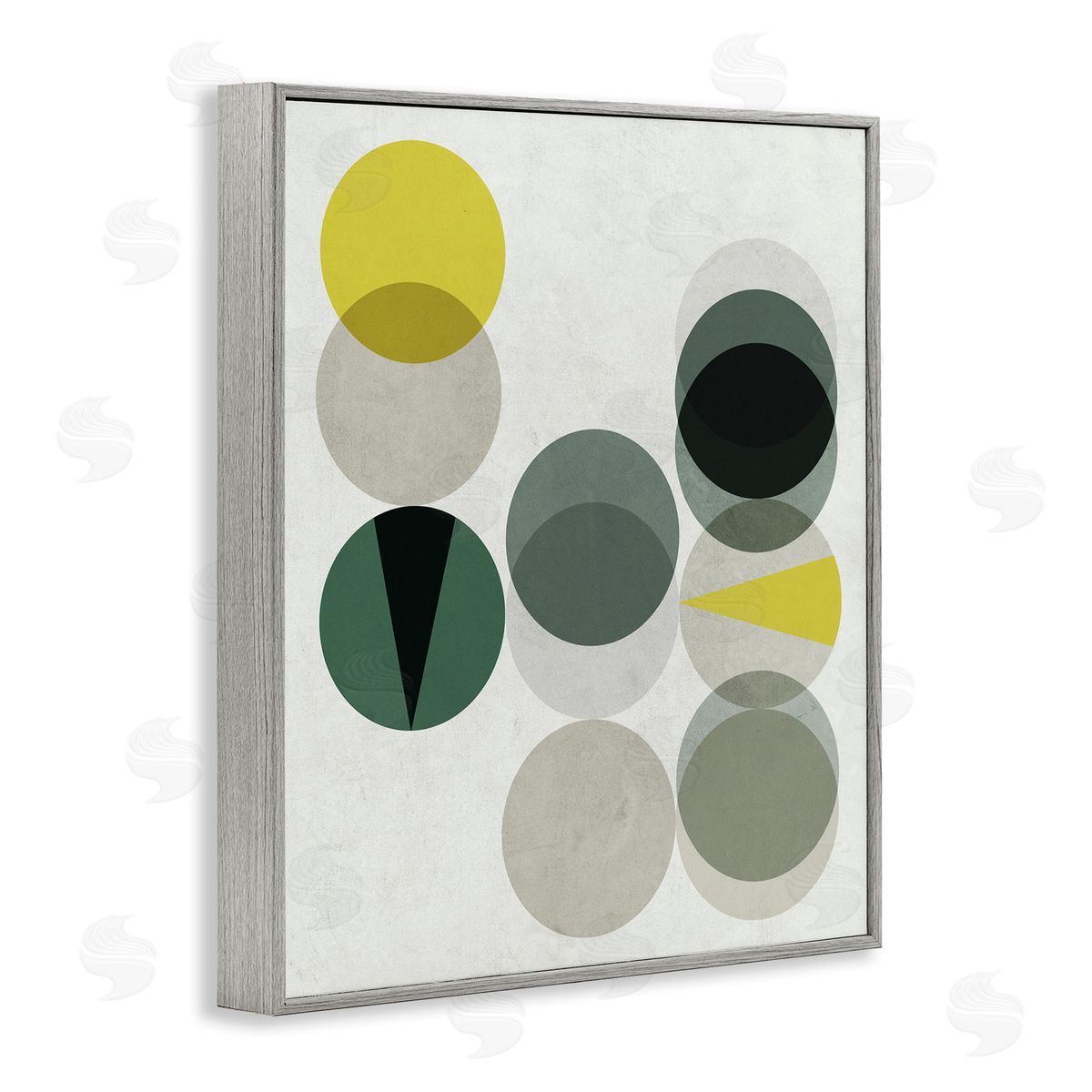 Stupell Studio Earth Tone Layered Circular Shapes Green Grey Gray Framed Giclee Wall Art