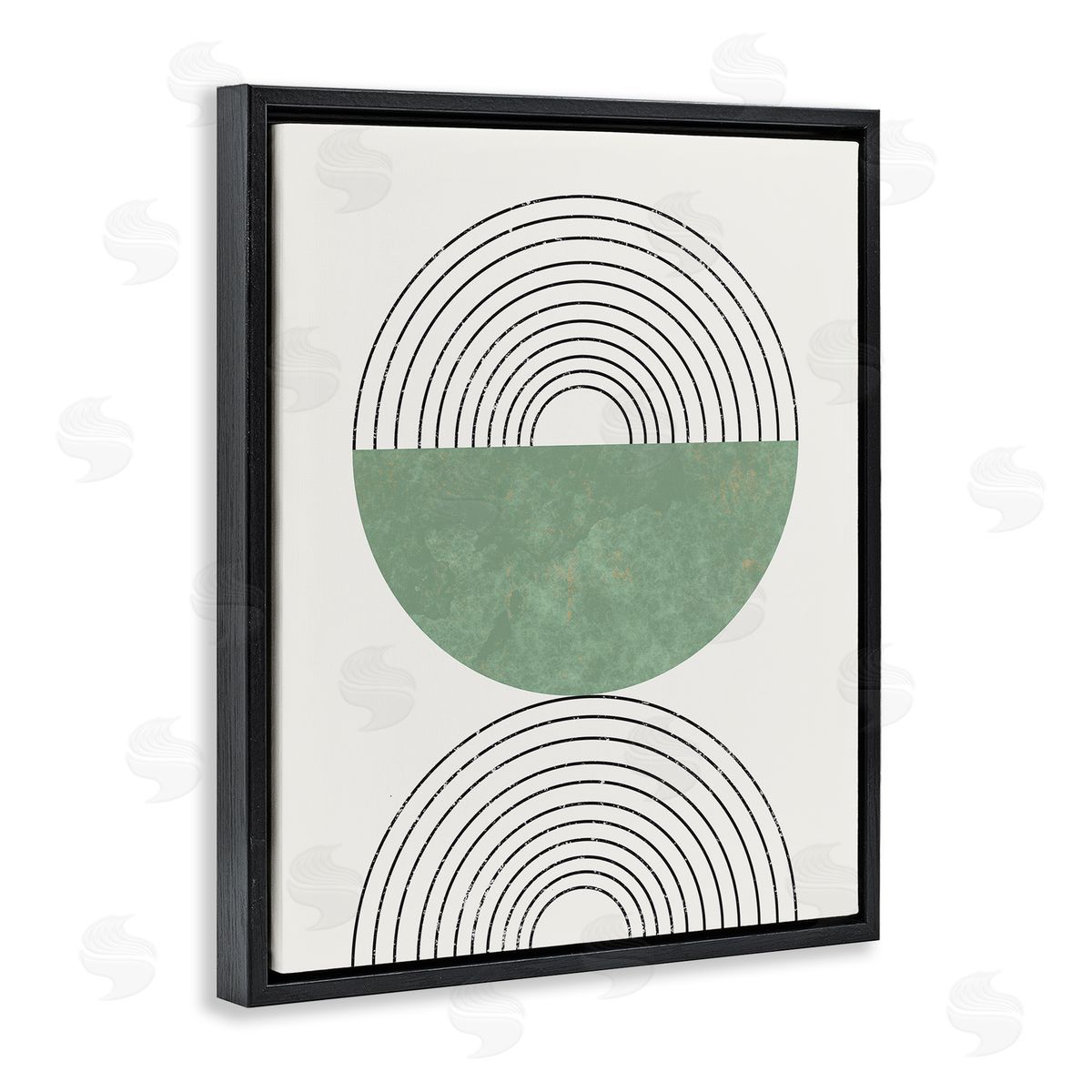 Stupell Studio Abstract Geometric Circular Study Curved Art Deco Black Floater Frame Canvas Art