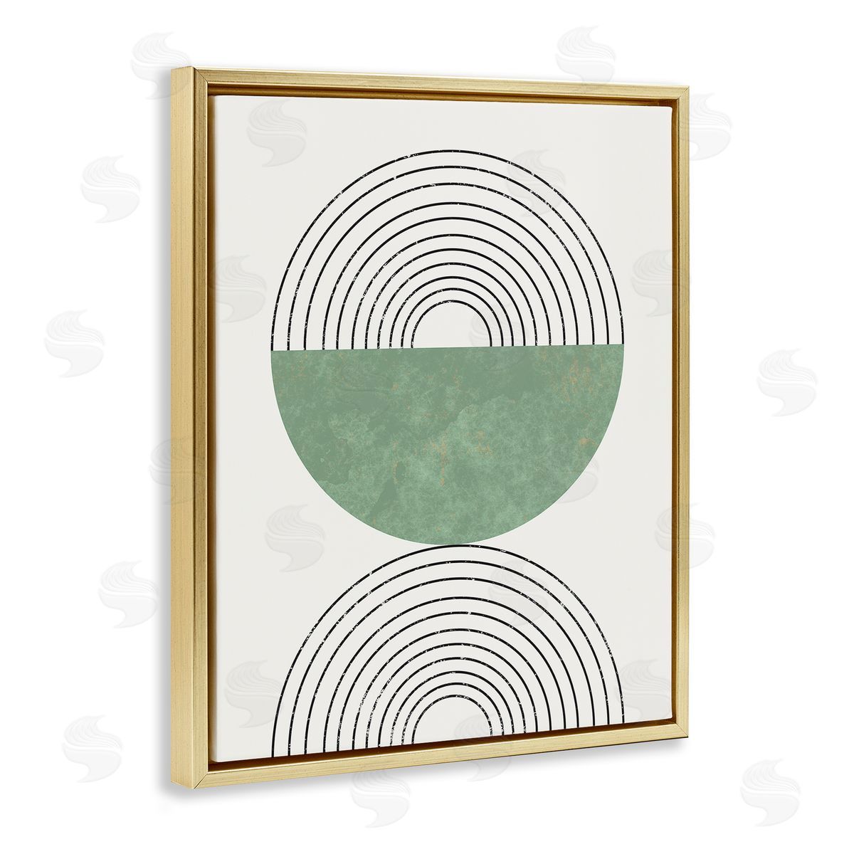 Stupell Studio Abstract Geometric Circular Study Curved Art Deco Gold Floater Frame Canvas Art