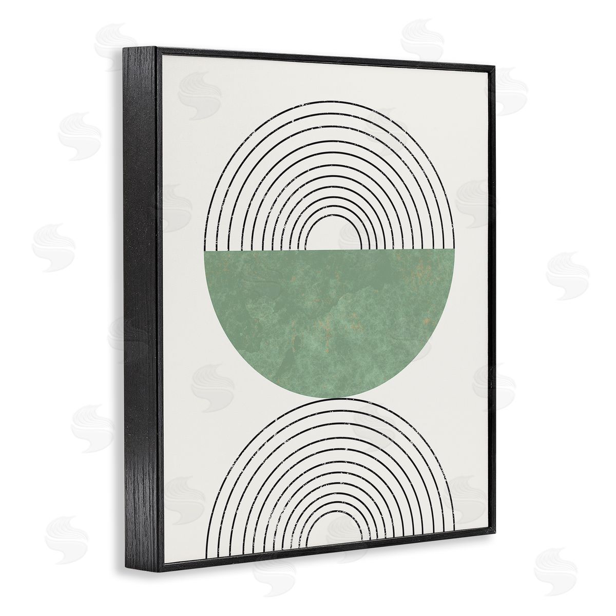 Stupell Studio Abstract Geometric Circular Study Curved Art Deco Black Framed Giclee Wall Art