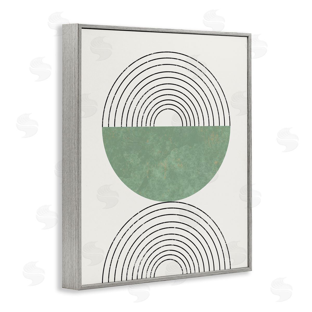 Stupell Studio Abstract Geometric Circular Study Curved Art Deco Gray Framed Giclee Wall Art