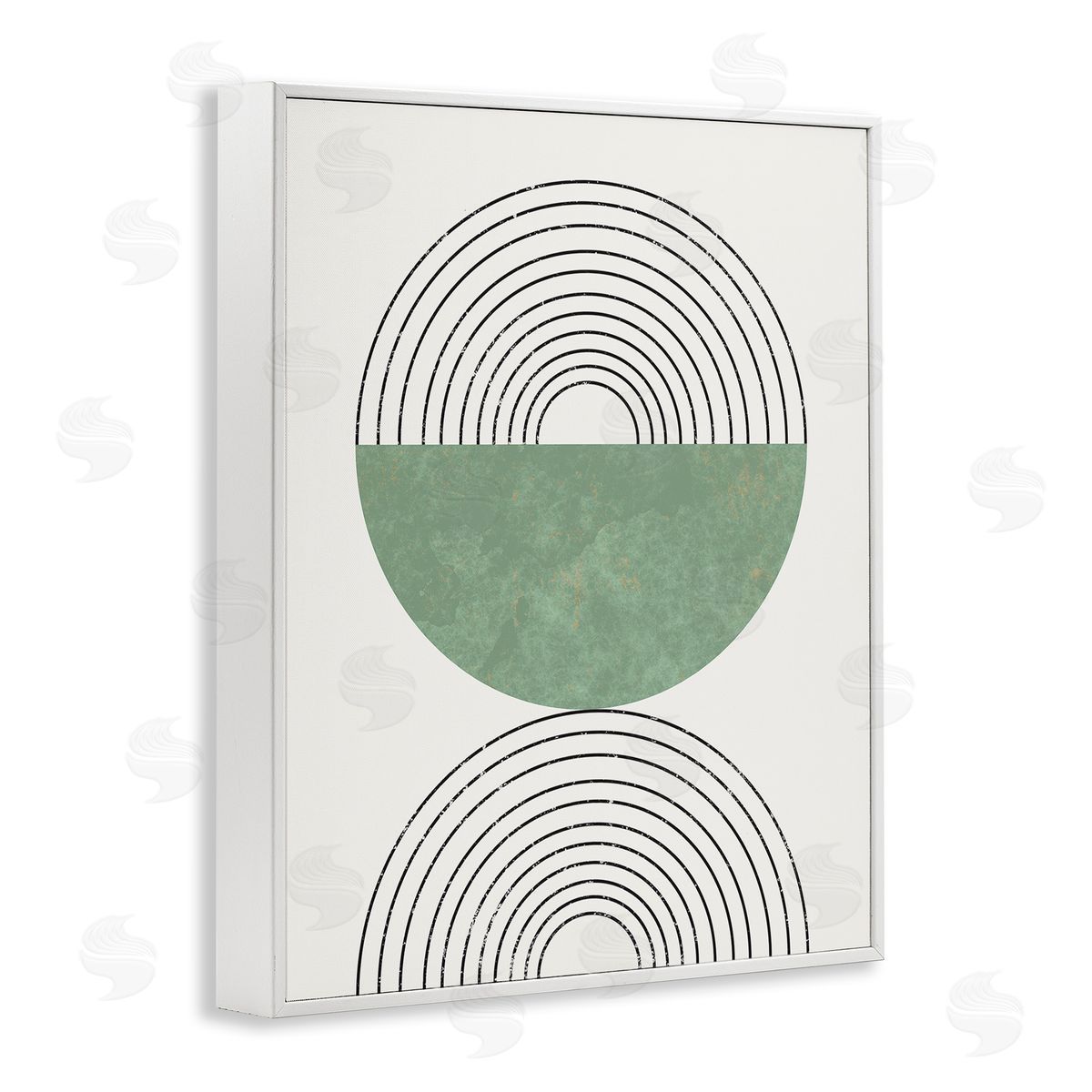 Stupell Studio Abstract Geometric Circular Study Curved Art Deco White Framed Giclee Wall Art