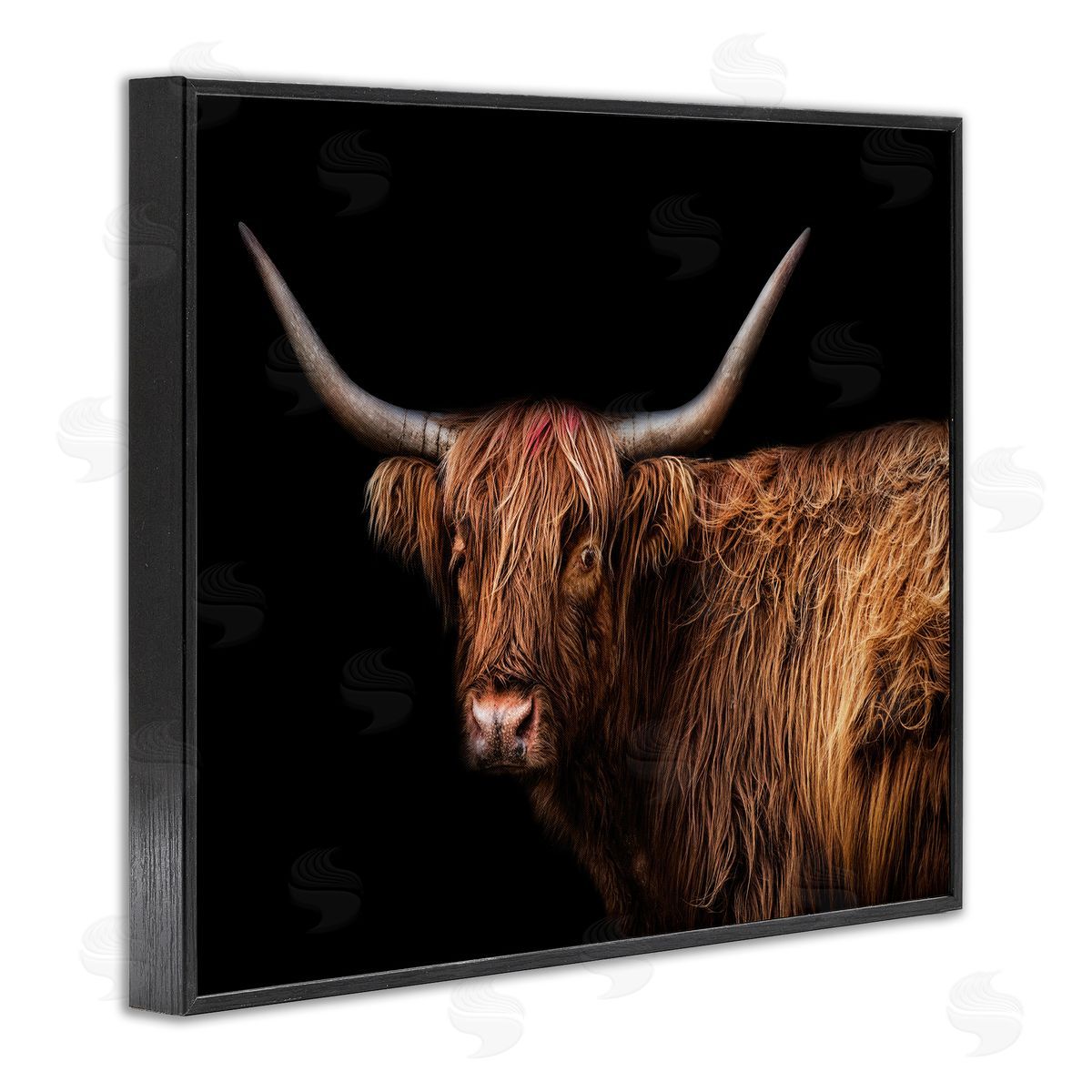 Marika Moffit Shaggy Farm Cattle Brown Country Animal Black Framed Giclee Wall Art