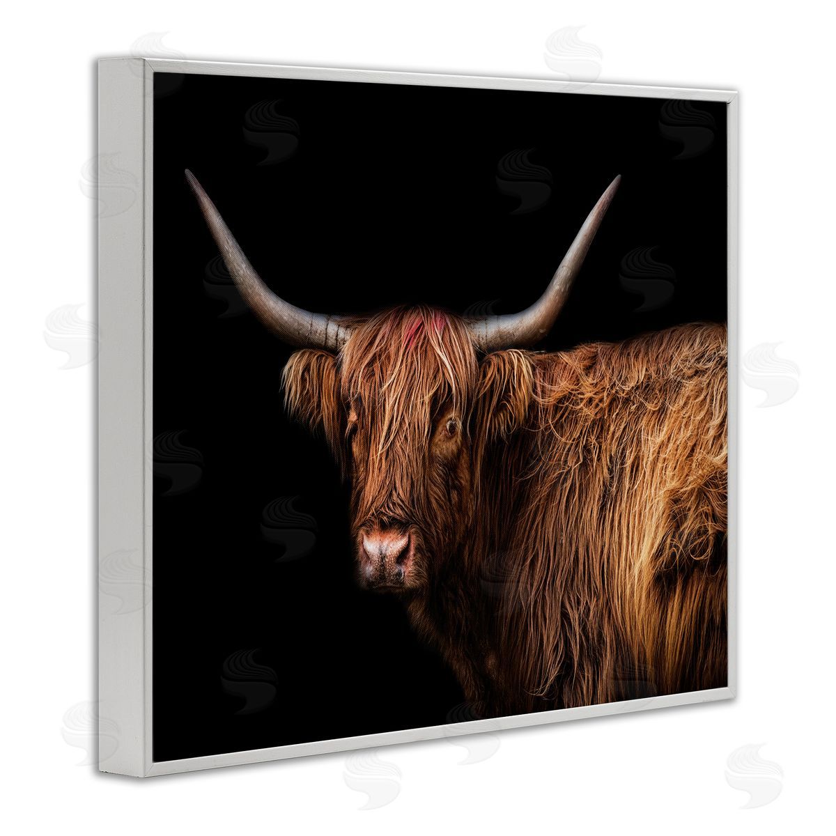 Marika Moffit Shaggy Farm Cattle Brown Country Animal White Framed Giclee Wall Art