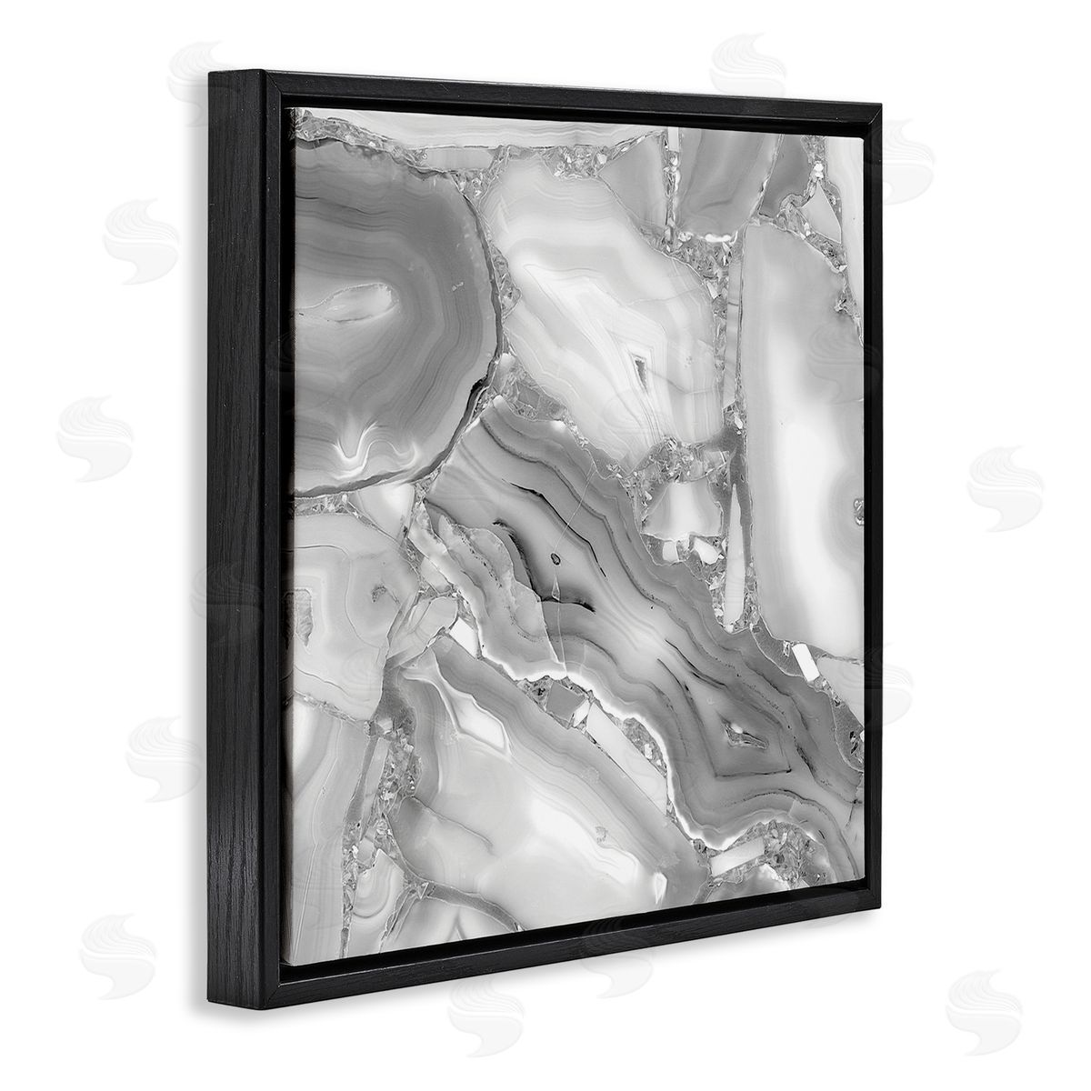 Stupell Studio Silver Geode Abstraction Rocky Earth Detail Black Floater Frame Canvas Art