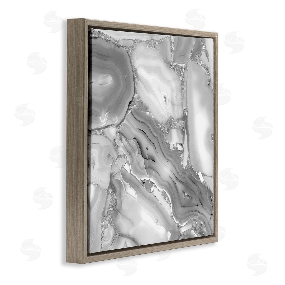 Stupell Studio Silver Geode Abstraction Rocky Earth Detail Brown Floater Frame Canvas Art