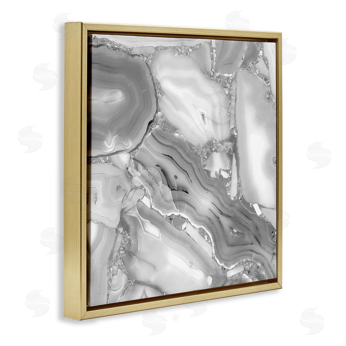 Stupell Studio Silver Geode Abstraction Rocky Earth Detail Gold Floater Frame Canvas Art