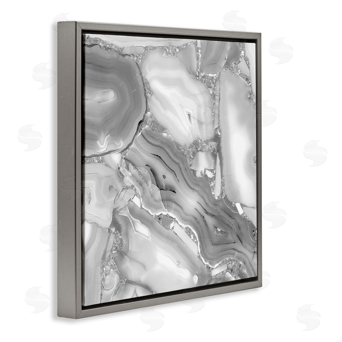 Stupell Studio Silver Geode Abstraction Rocky Earth Detail Gray Floater Frame Canvas Art