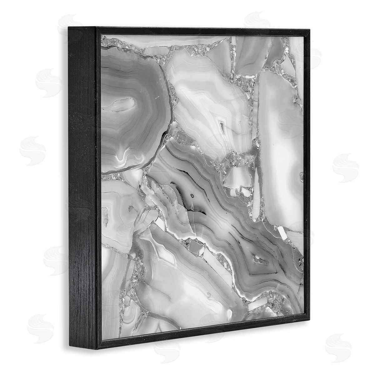 Stupell Studio Silver Geode Abstraction Rocky Earth Detail Black Framed Giclee Wall Art