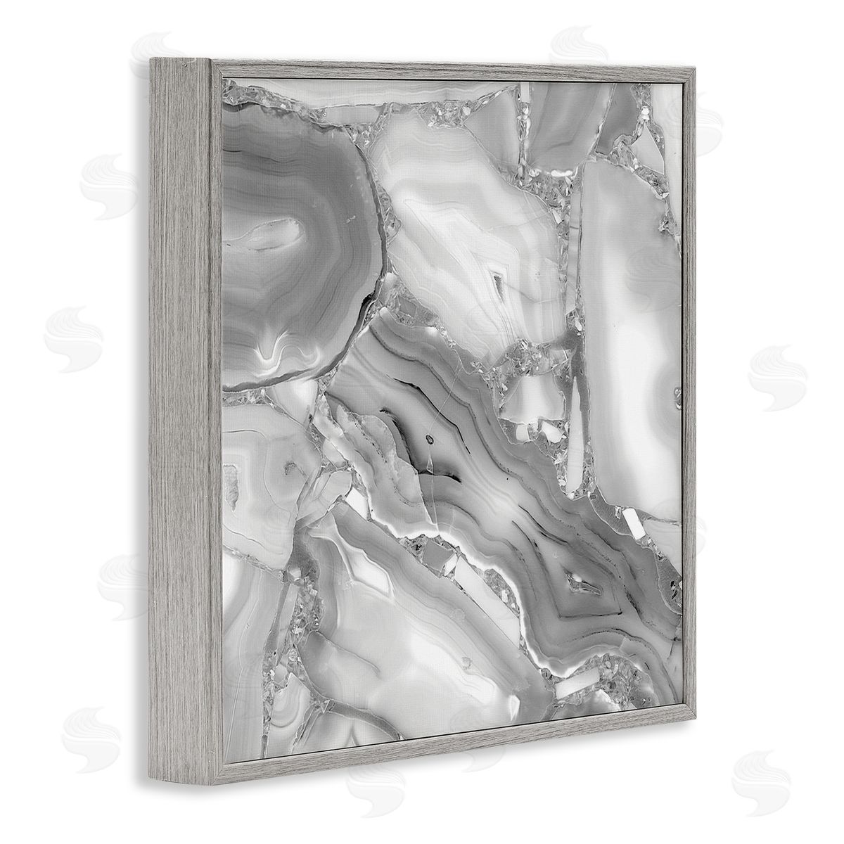 Stupell Studio Silver Geode Abstraction Rocky Earth Detail Gray Framed Giclee Wall Art