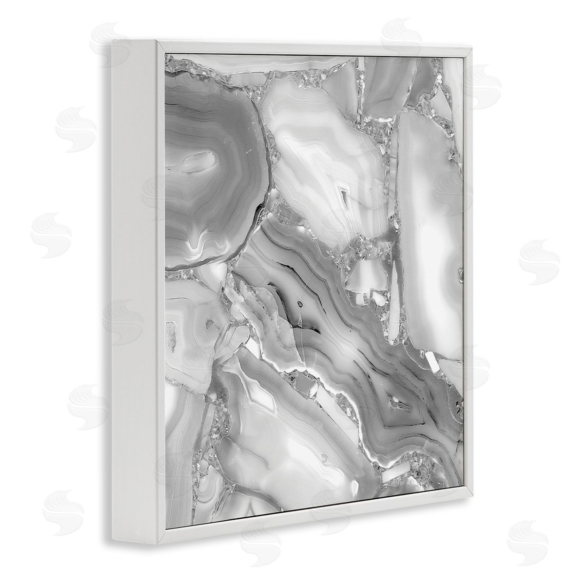 Stupell Studio Silver Geode Abstraction Rocky Earth Detail White Framed Giclee Wall Art