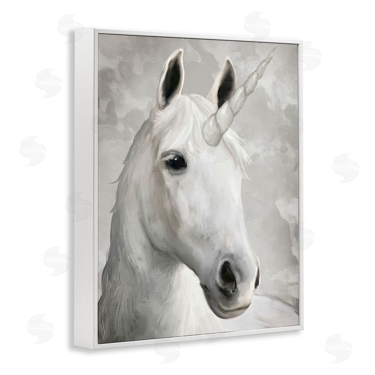 Ziwei Li Majestic White Unicorn Wild Mythical Animal White Framed Giclee Wall Art