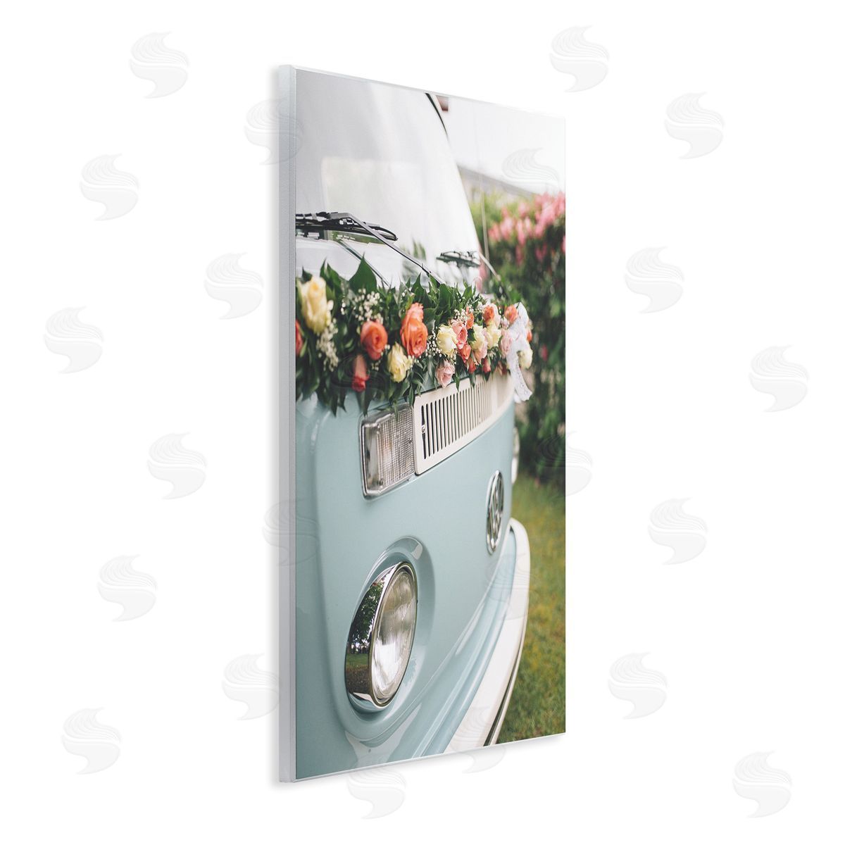Stupell Studio Classic Retro Blue Van Spring Rose Florals Wall Plaque Art