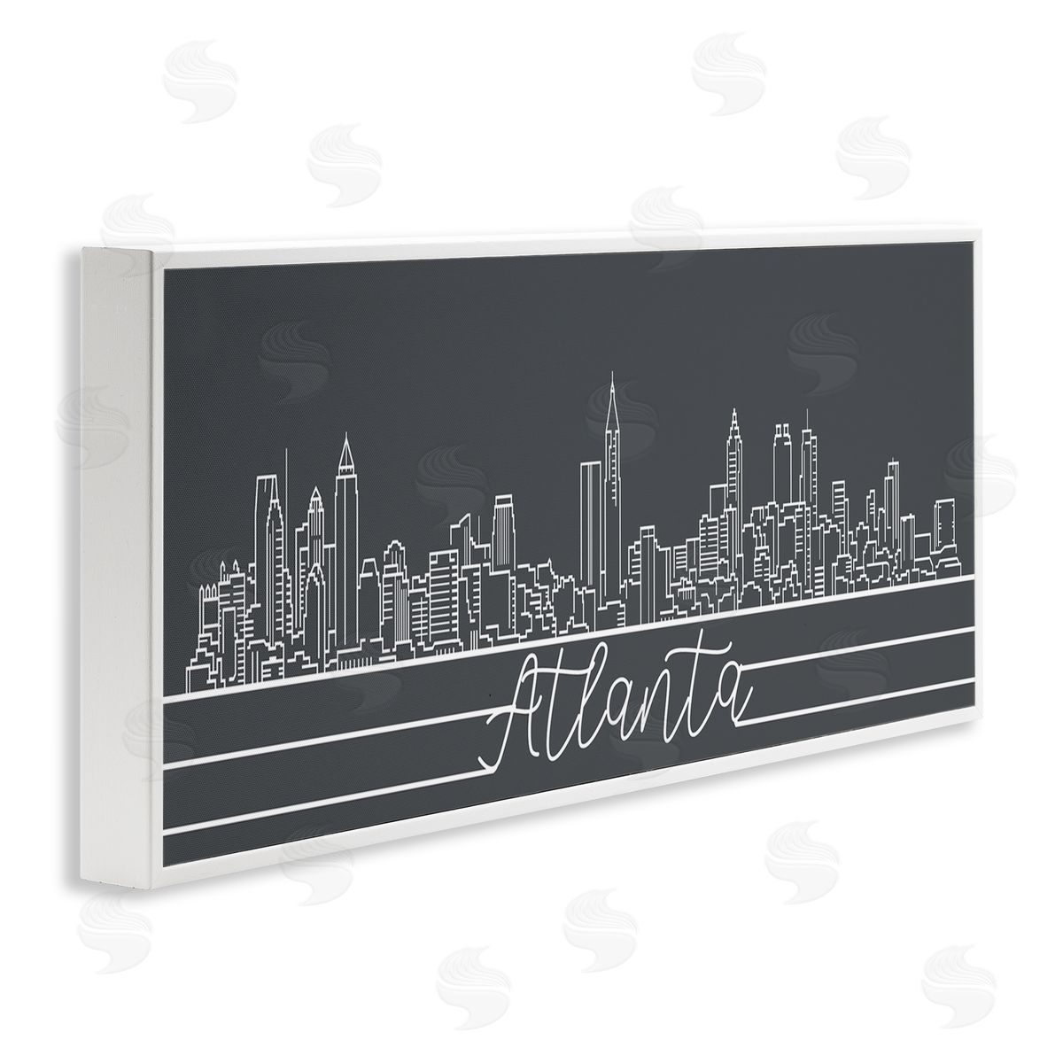 Stupell Studio Retro Atlanta Georgia City Skyline Geometric Linework White Framed Giclee Wall Art