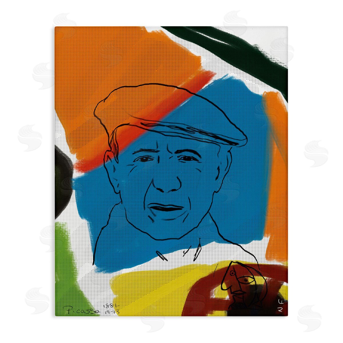 Nancy Ferrara Modern Picasso Portrait Vibrant Abstract Shapes Canvas Wall Art