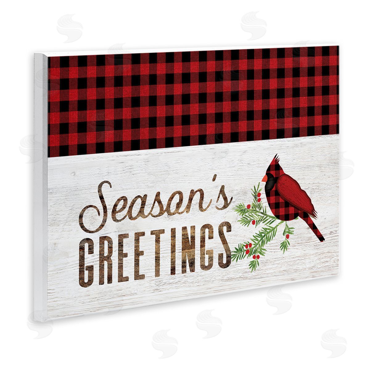 Fluidity/PDR LLC. Season's Greetings Phrase Red Patchwork Cardinal bird Wall Plaque Art