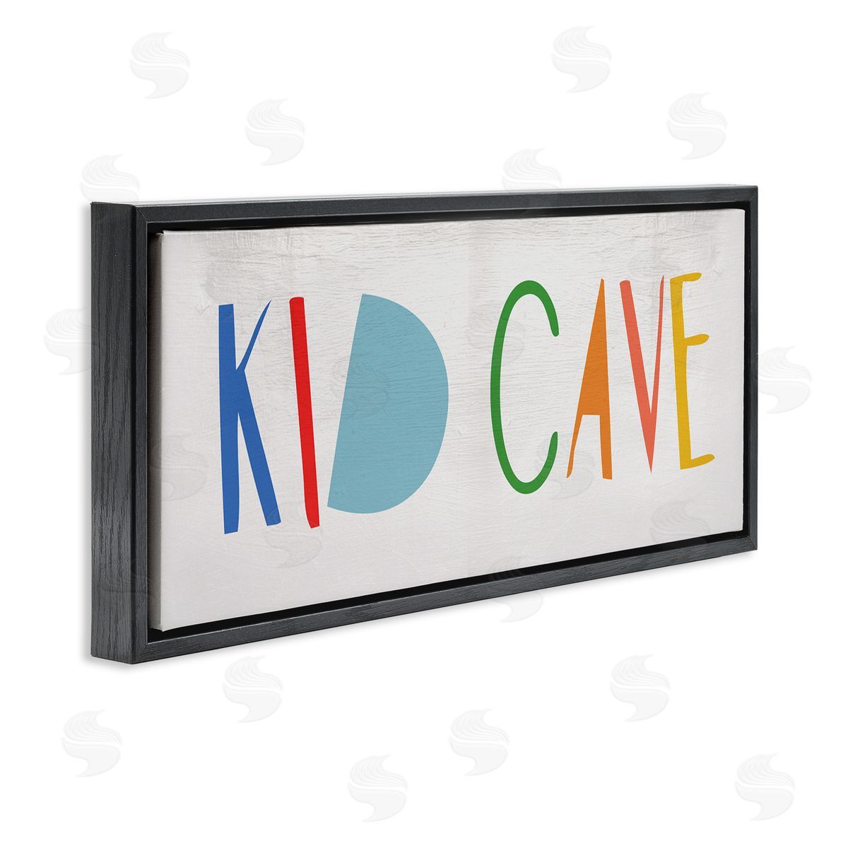 Stupell Studio Kid Cave Phrase Fun Vibrant Whimsical Typography Black Floater Frame Canvas Art