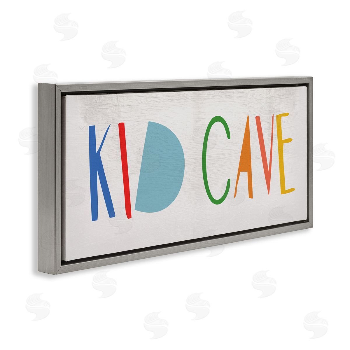 Stupell Studio Kid Cave Phrase Fun Vibrant Whimsical Typography Gray Floater Frame Canvas Art
