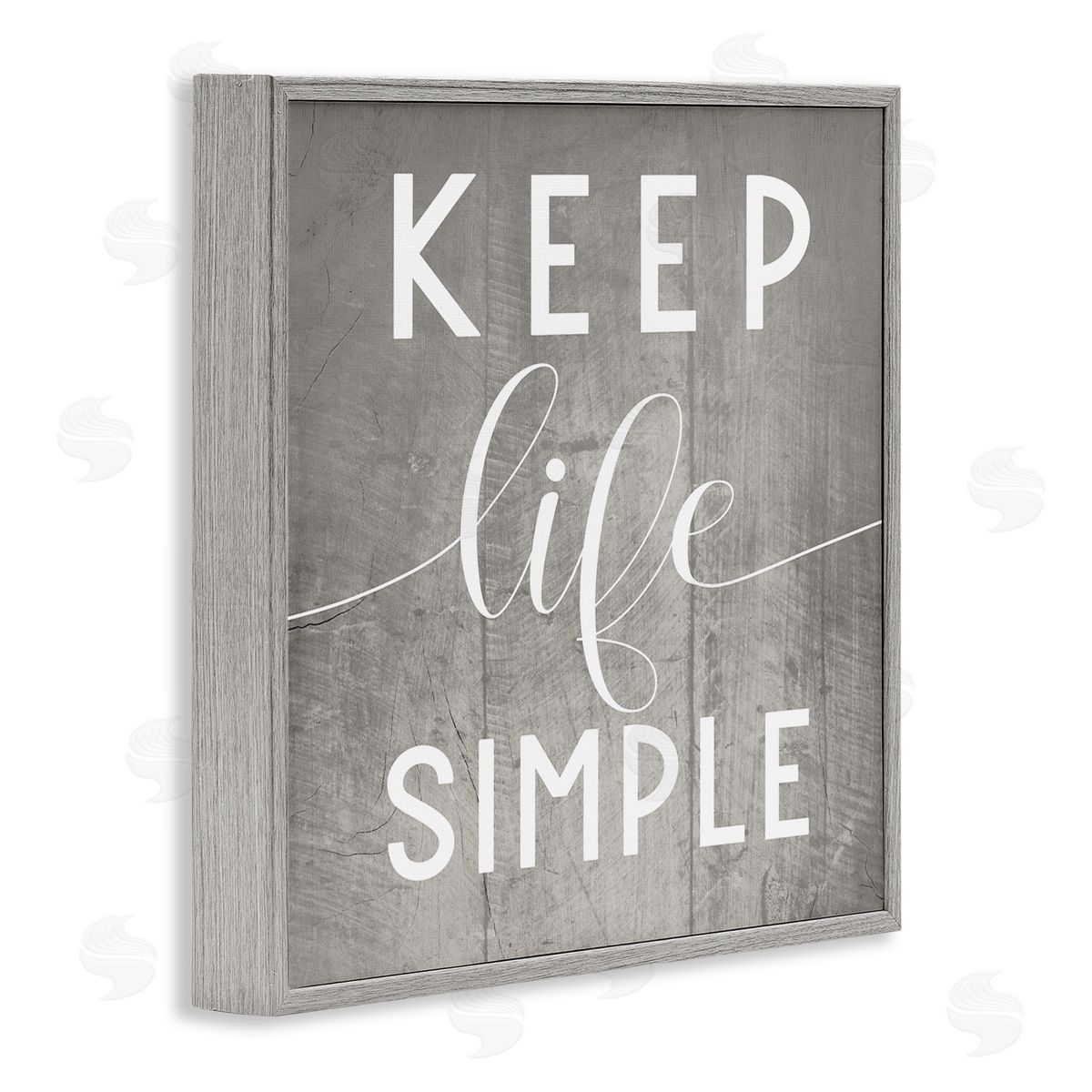 Stupell Studio Keep Life Simple Phrase Grey Plank Pattern Gray Framed Giclee Wall Art