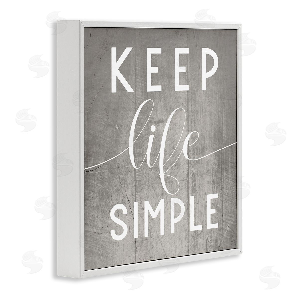 Stupell Studio Keep Life Simple Phrase Grey Plank Pattern White Framed Giclee Wall Art