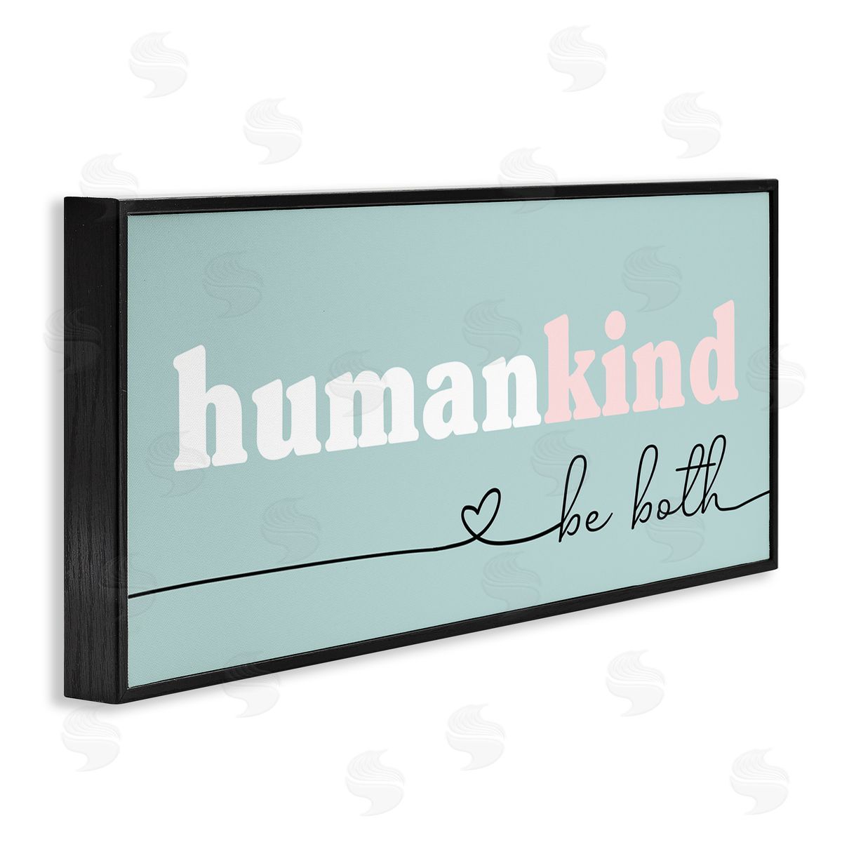 Stupell Studio Humankind Be Both Phrase Pink Turquoise Details Black Framed Giclee Wall Art