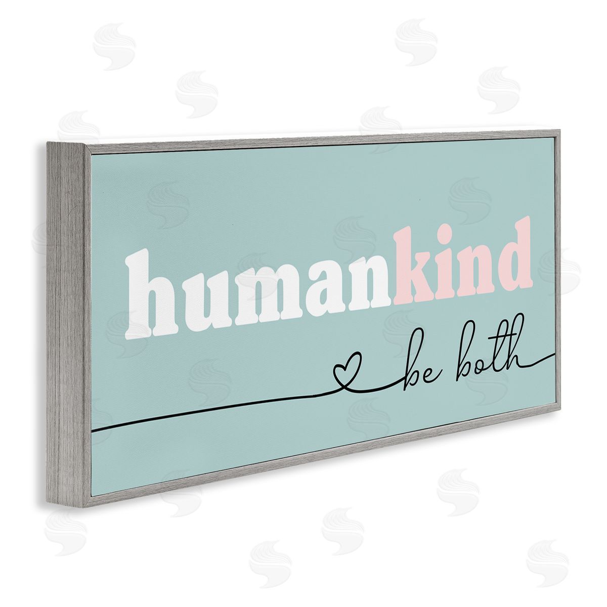 Stupell Studio Humankind Be Both Phrase Pink Turquoise Details Gray Framed Giclee Wall Art