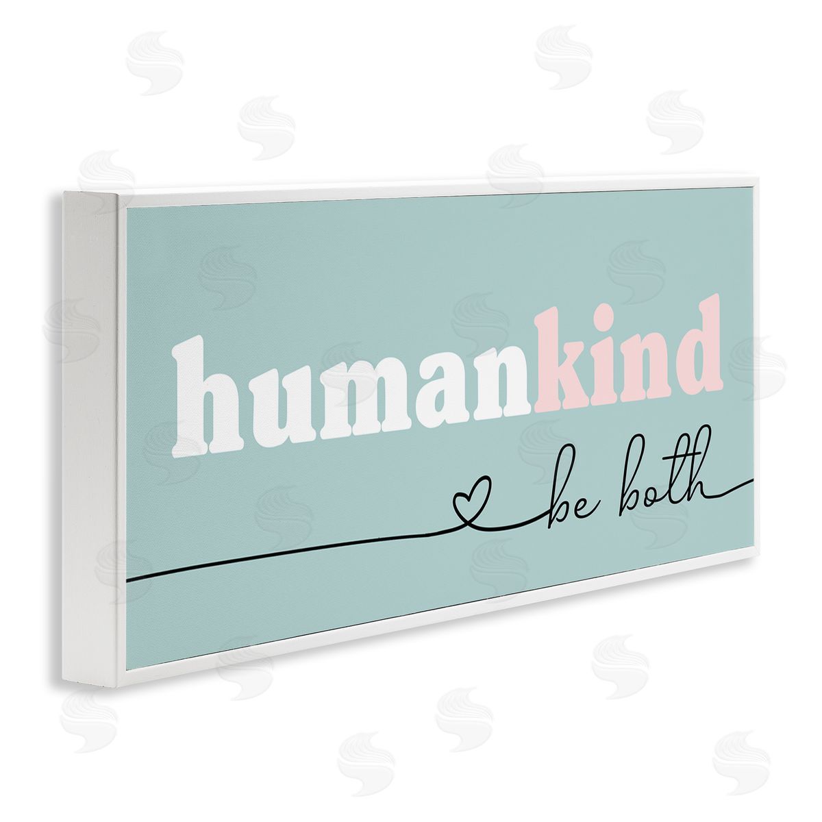 Stupell Studio Humankind Be Both Phrase Pink Turquoise Details White Framed Giclee Wall Art