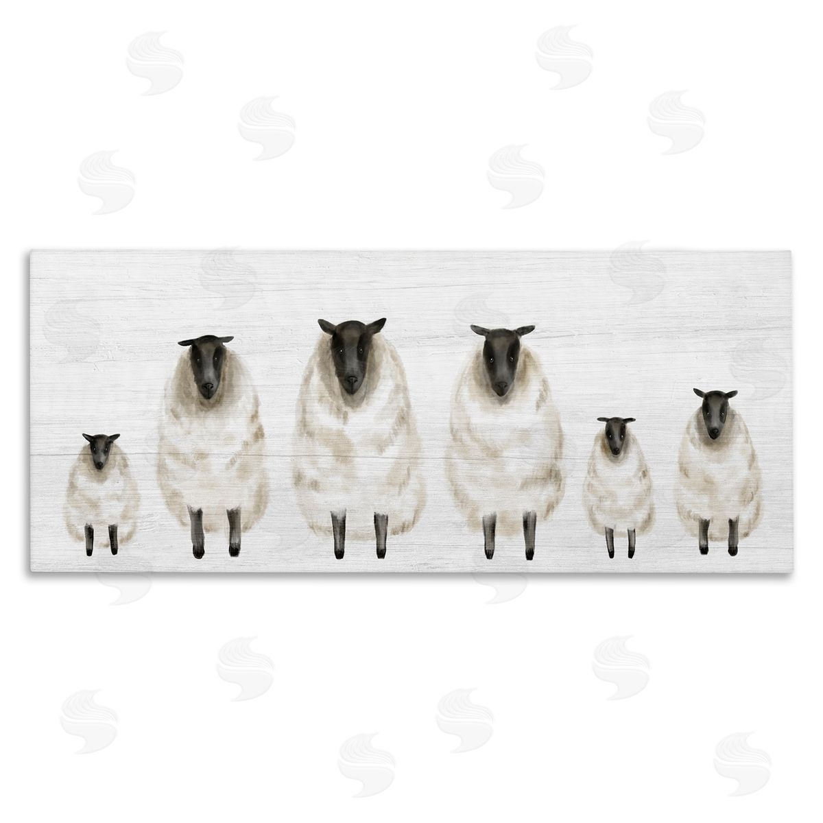 Stupell Studio Fluffy Farm Sheep Minimal White Plank Pattern Canvas Wall Art