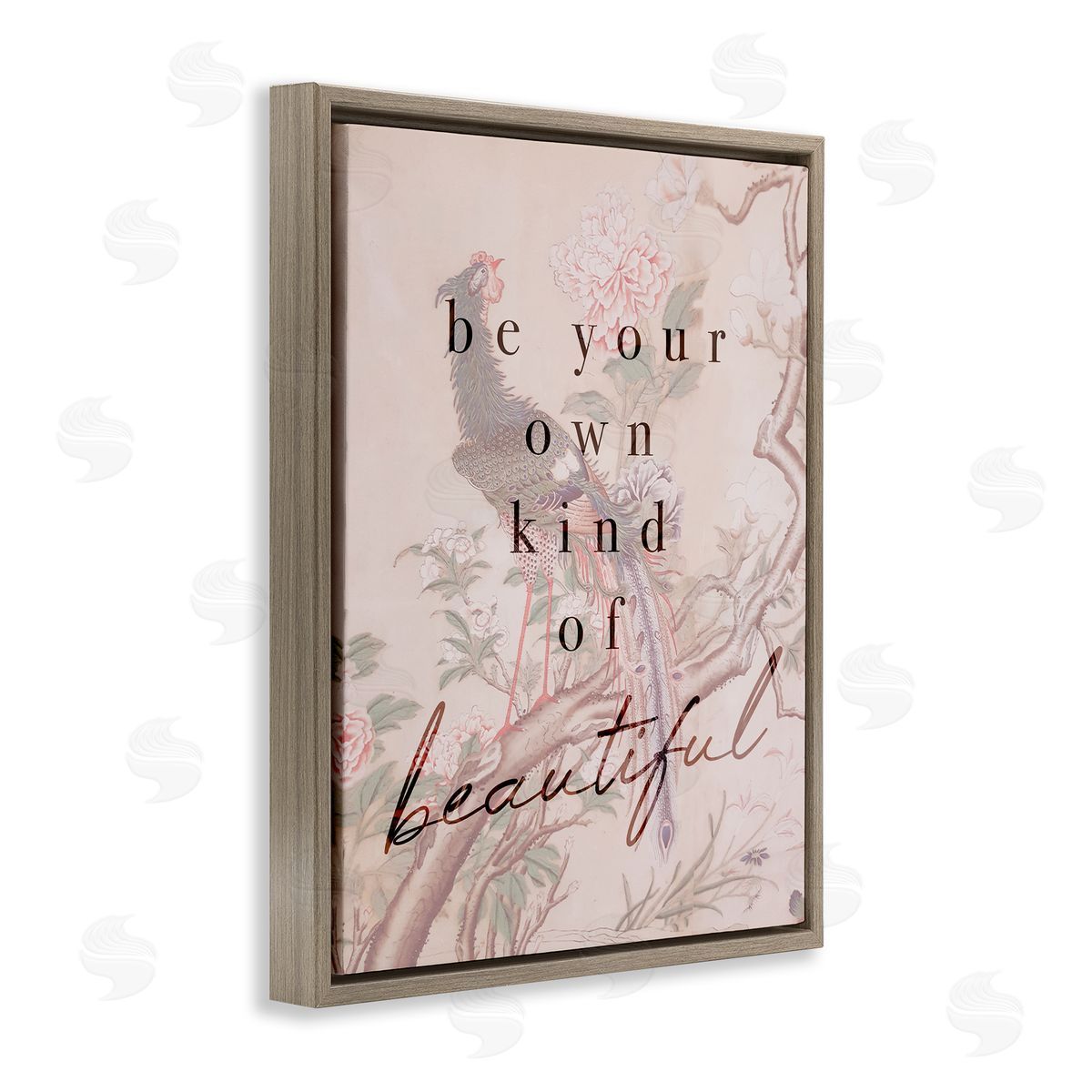 Stupell Studio Be Your Own Beautiful Phrase Vintage Wild Turkey Brown Floater Frame Canvas Art