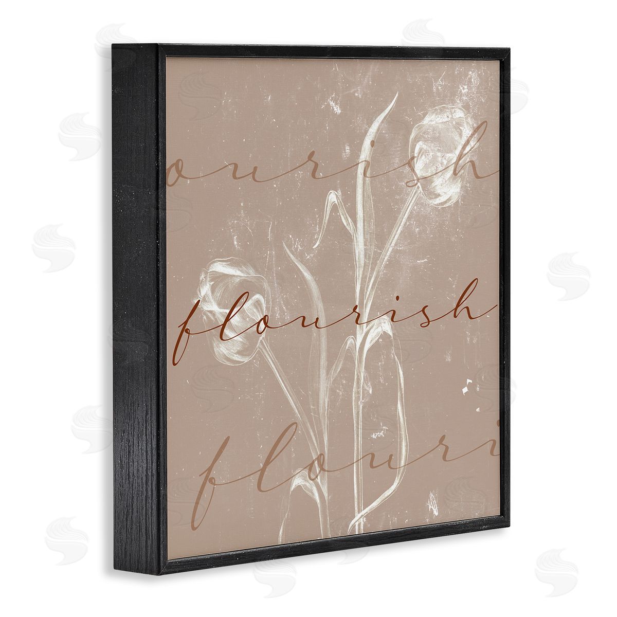 Stupell Studio Vintage Flourish Typography Softened Tulip Still Life Black Framed Giclee Wall Art