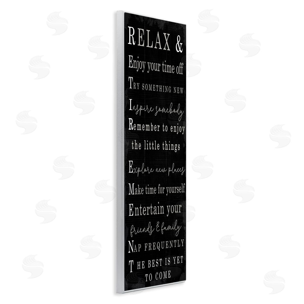 Stupell Studio Relaxed Retirement Phrases Black Distressed Pattern Wall Plaque Art