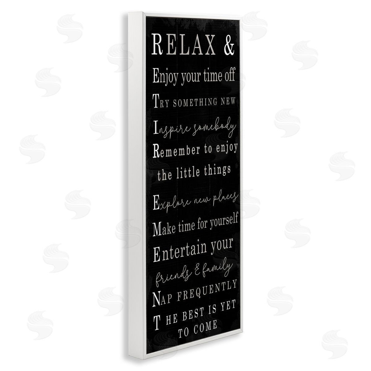 Stupell Studio Relaxed Retirement Phrases Black Distressed Pattern White Framed Giclee Wall Art