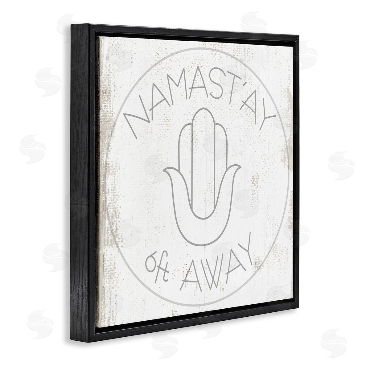Stupell Studio Namast'ay 6 Feet Away Phrase Self-Care Pun Black Floater Frame Canvas Art